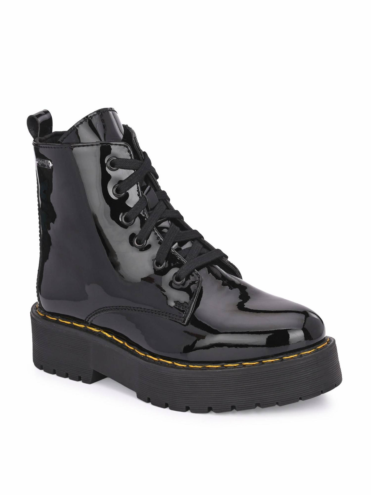 Women Black Patent Derby Boots | BT61 - view 8