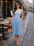 Strappy Box Pleat Midi Dress | D56 - view 1