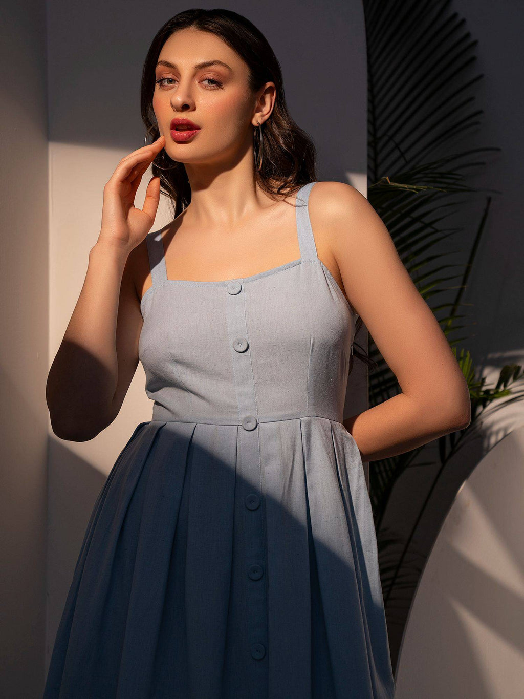 Strappy Box Pleat Midi Dress | D56 - view 6