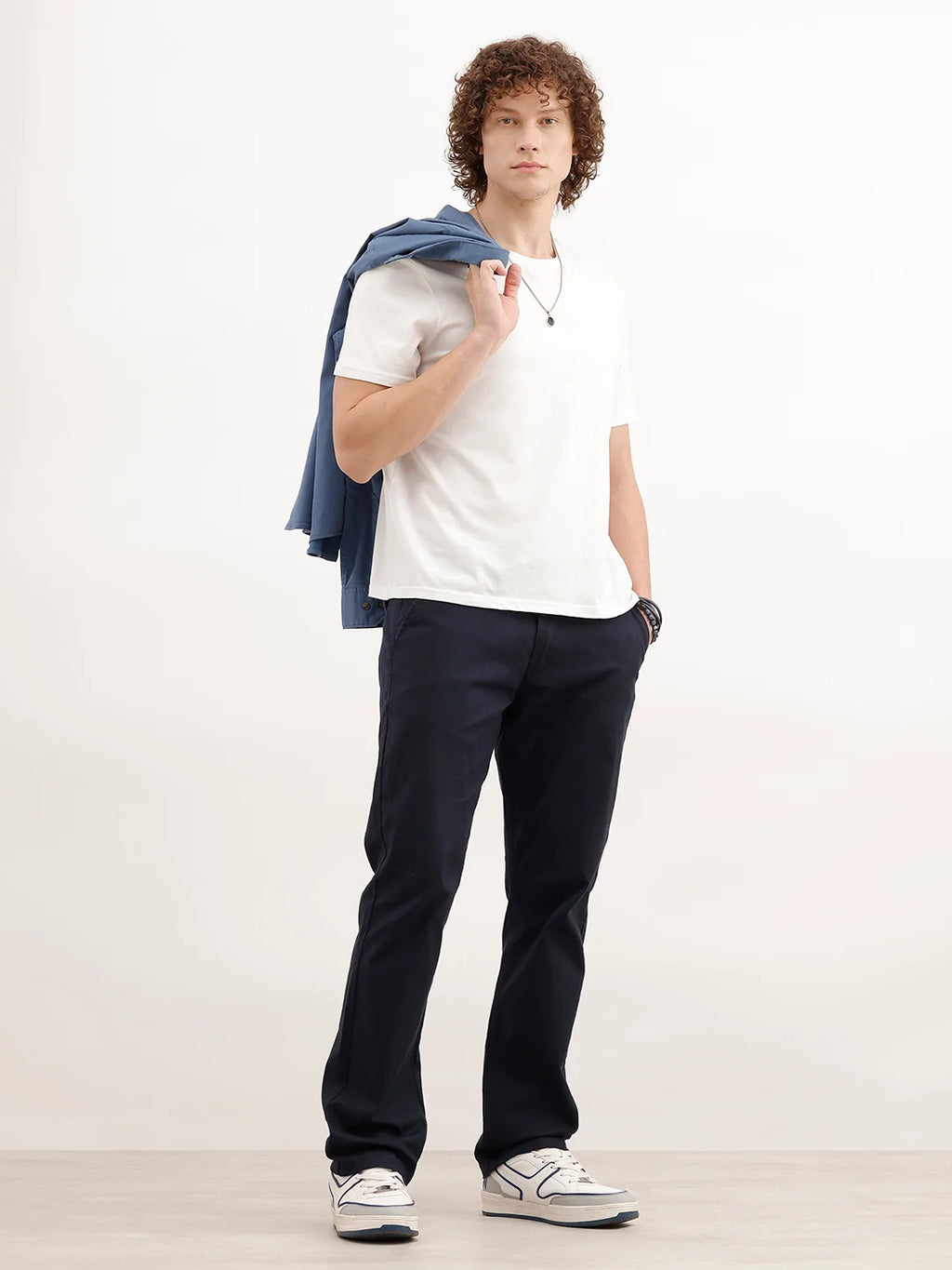 Solid Straight Fit Trouser | Navy Blue