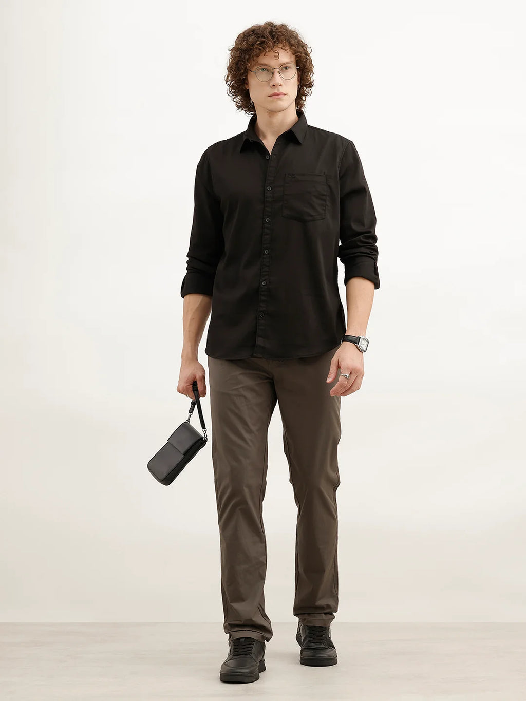 Solid Slim Fit Trouser | Olive