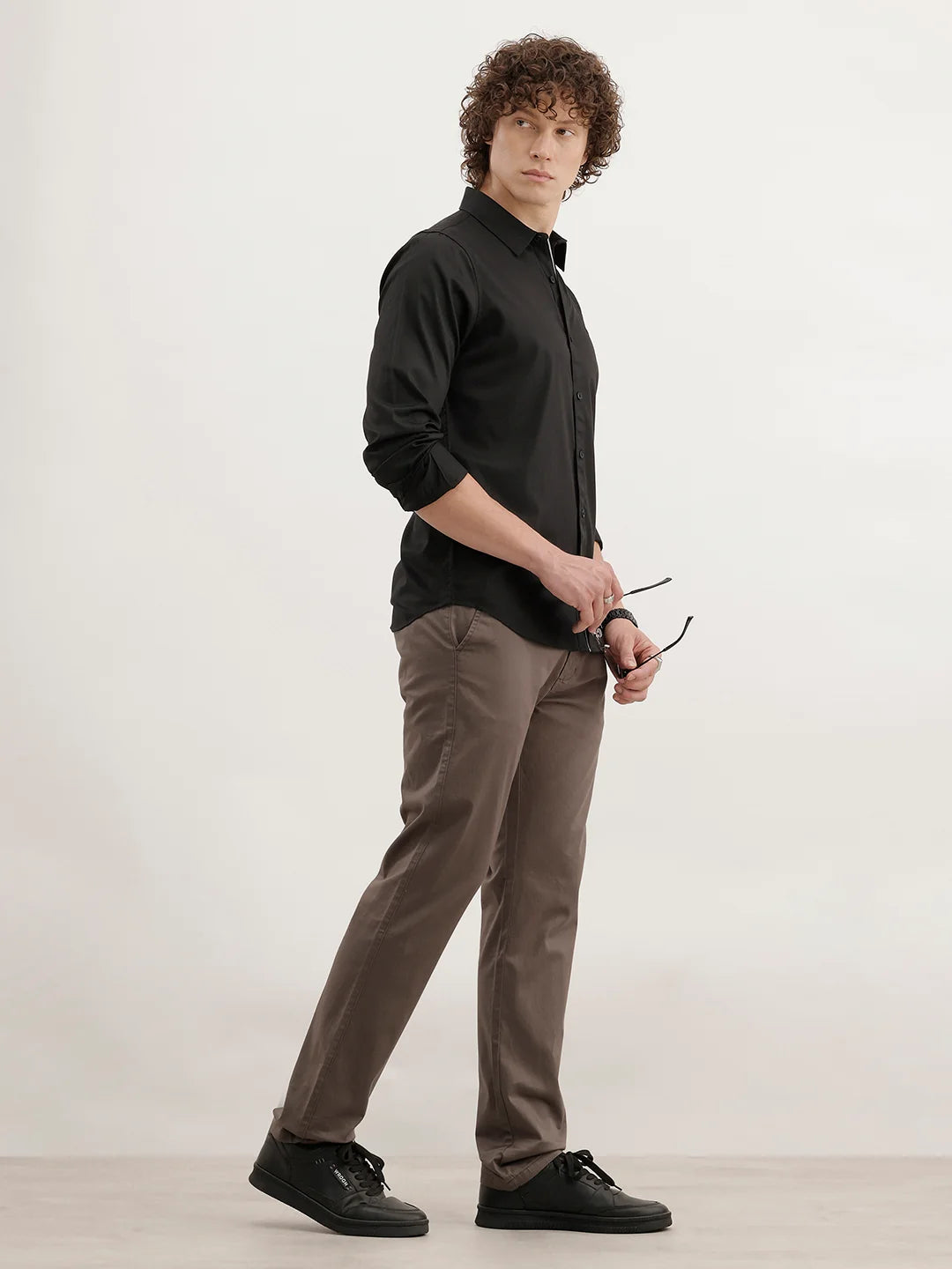 Slim Fit Solid Trouser | Charcoal