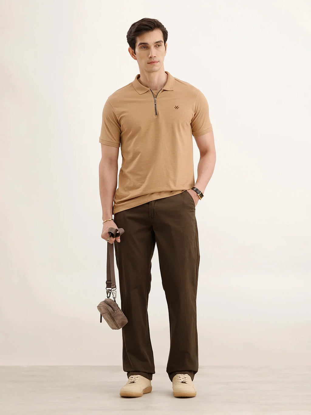 Solid Regular Fit Trouser | Brown