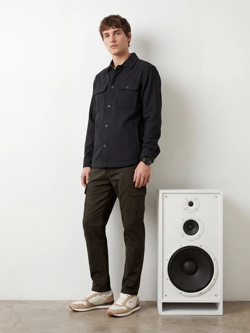 Straight Fit Solid Cargo Trouser | Olive