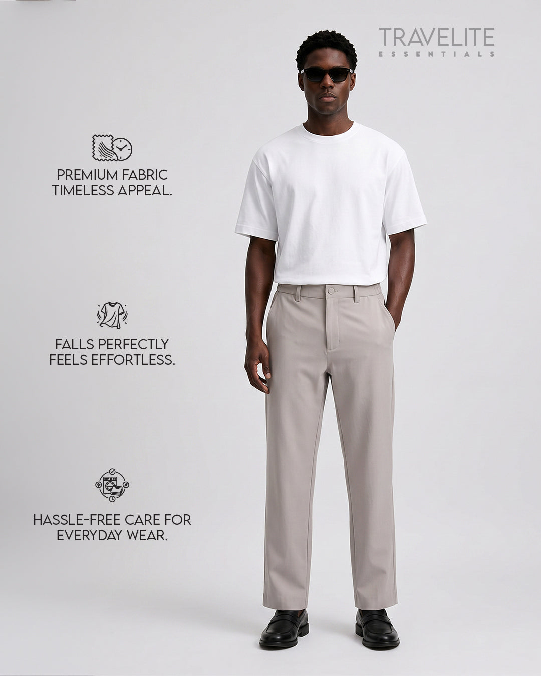 Travelite Straight Fit Trousers | Essential | Khaki