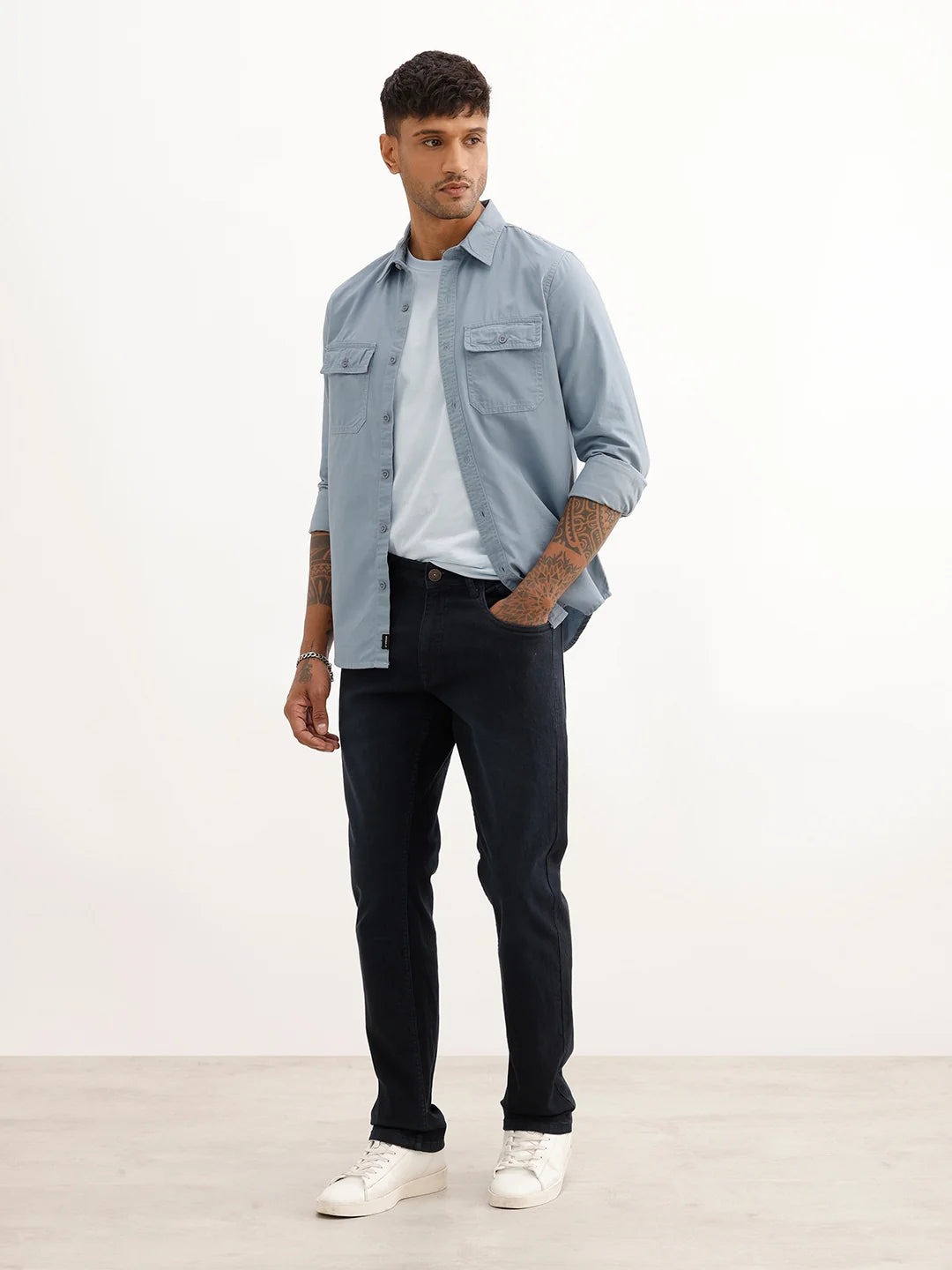 Solid Straight Fit Denim Jeans | Dark Blue