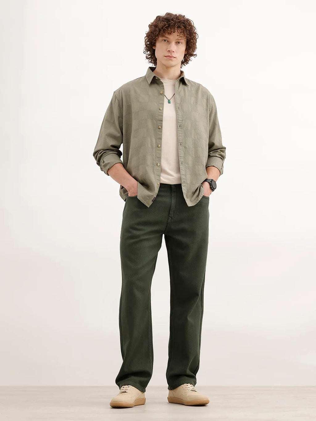 Solid Anti Fit Denim Jeans | Olive
