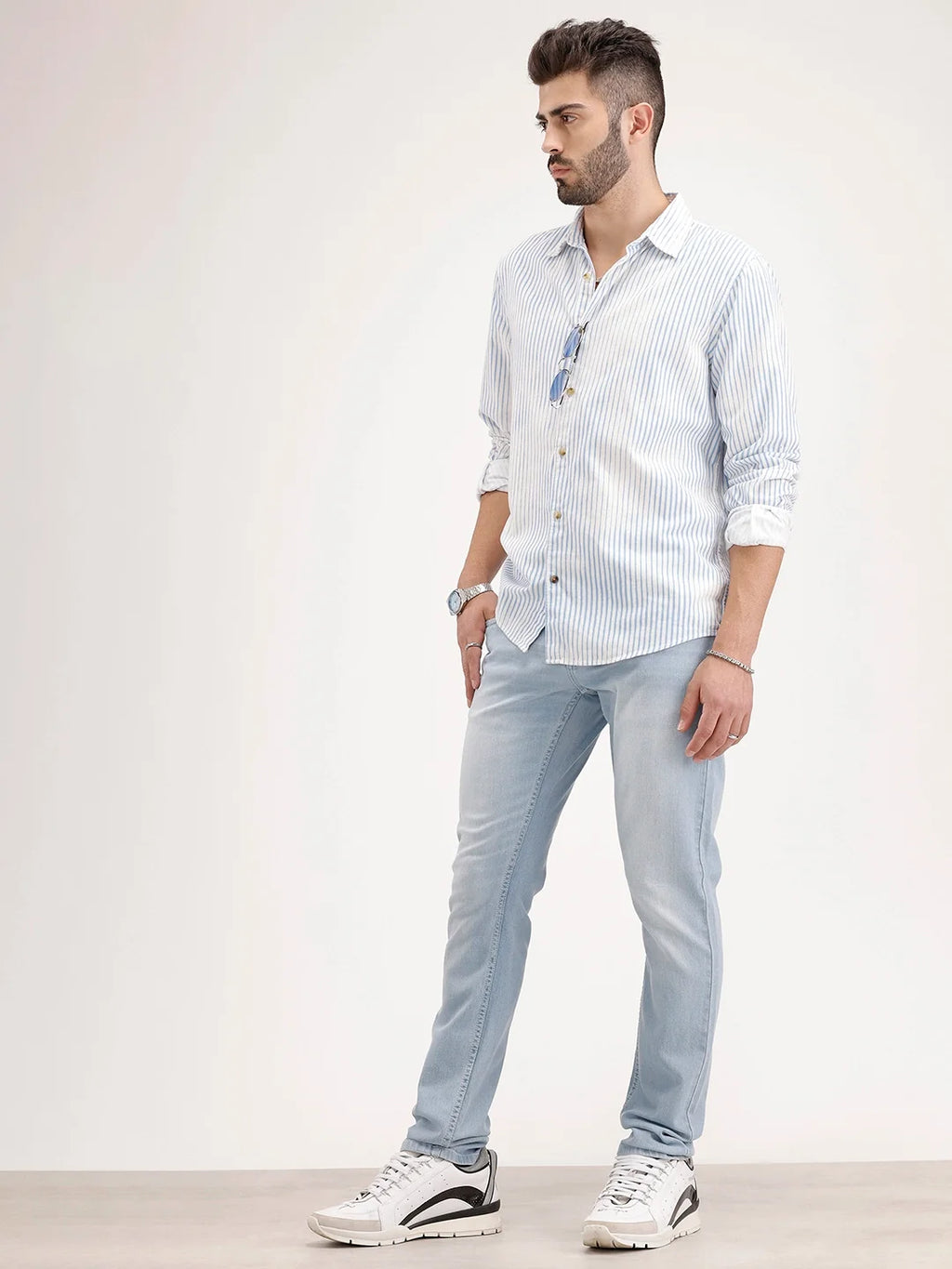 Solid Slim Fit Denim Jeans | Light Blue