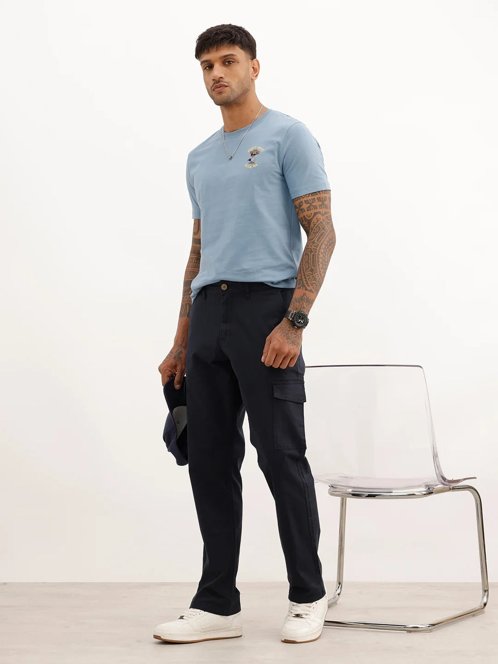 Solid Straight Fit Trouser | Navy Blue