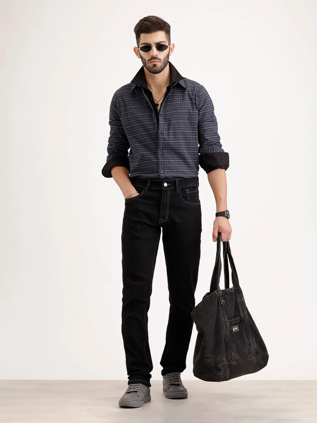 Solid Slim Fit Denim Jeans | Black