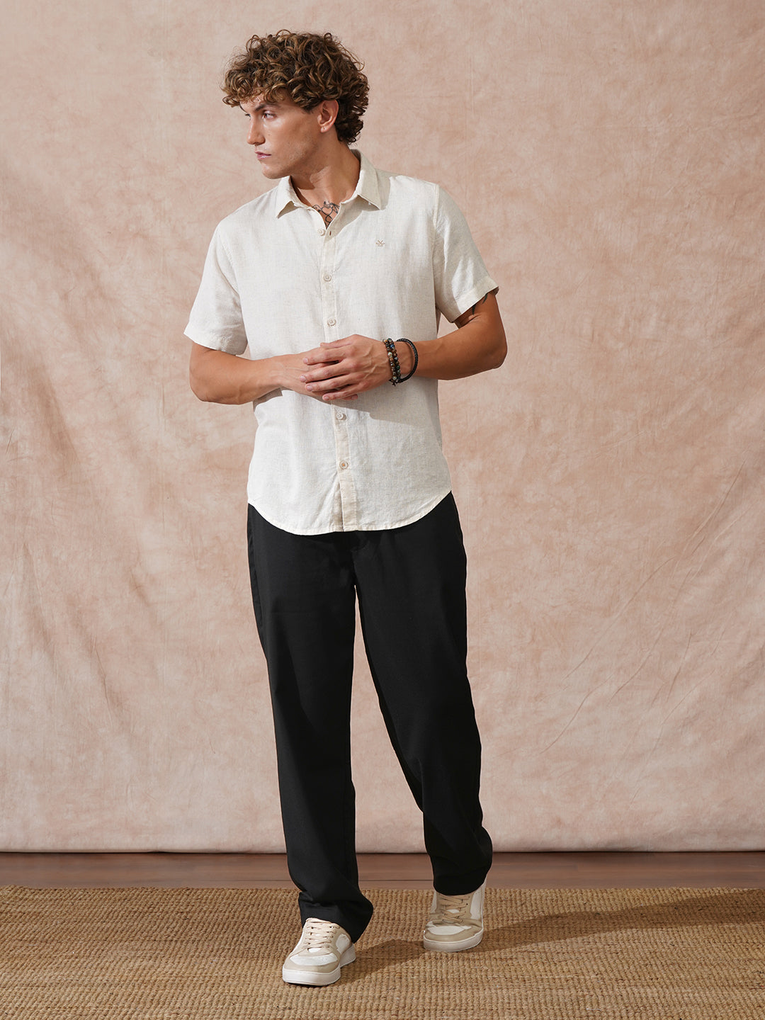 Solid Lycra Blend Trouser | Black