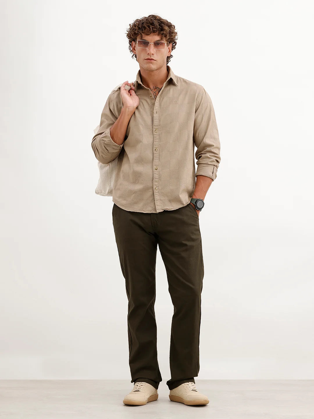 Solid Straight Fit Trouser | Olive
