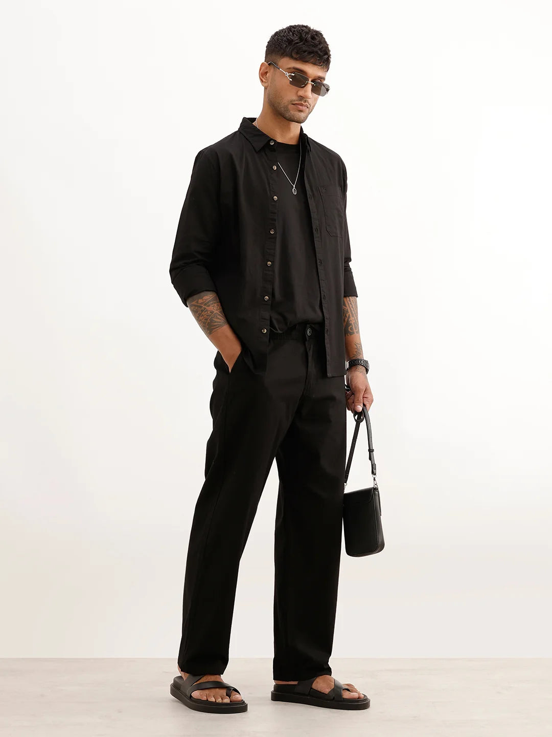 Solid Loose Fit Trouser | Black