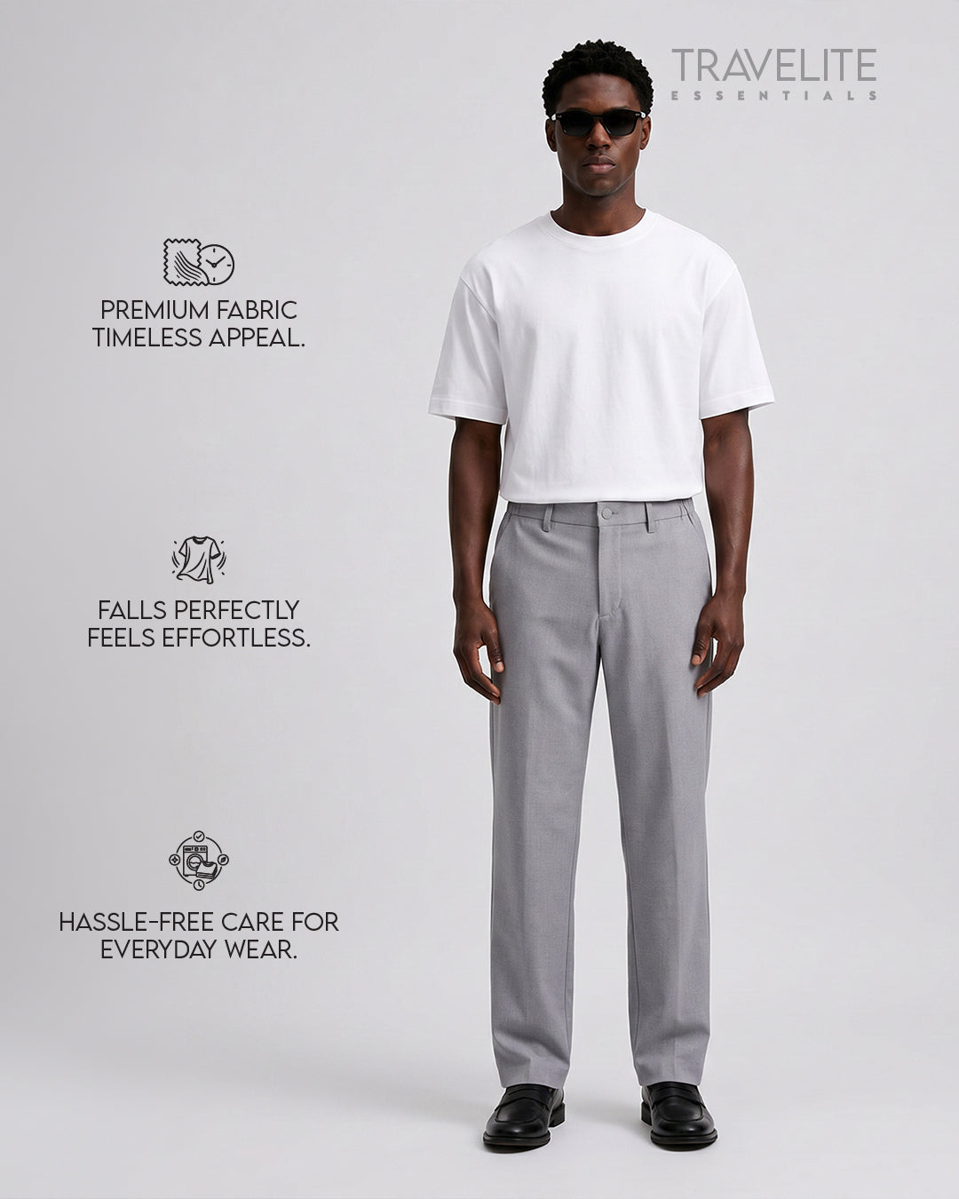 Travelite Straight Fit Trousers | Essential | Grey