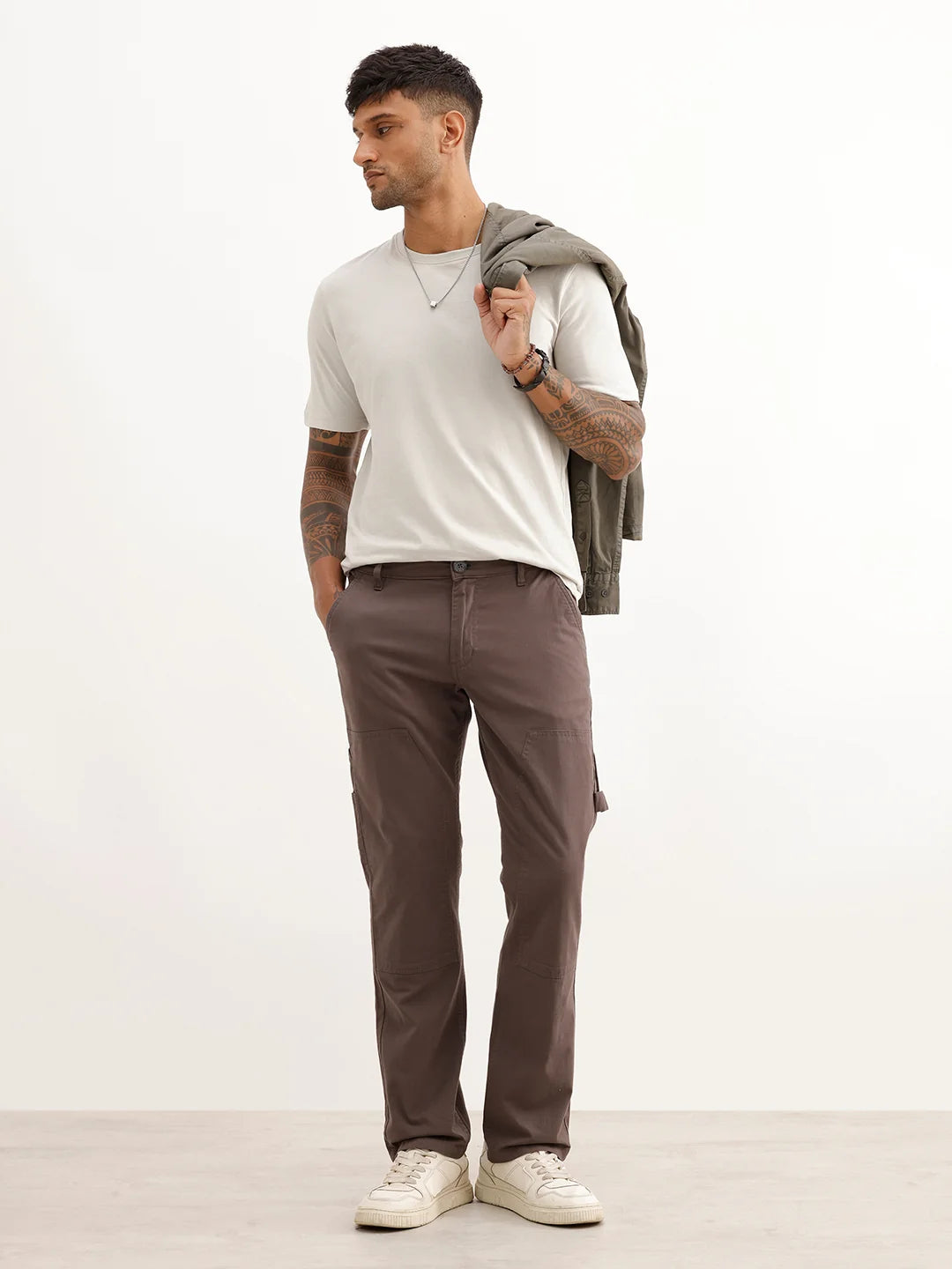 Solid Straight Fit Carpenter Trouser | Grey