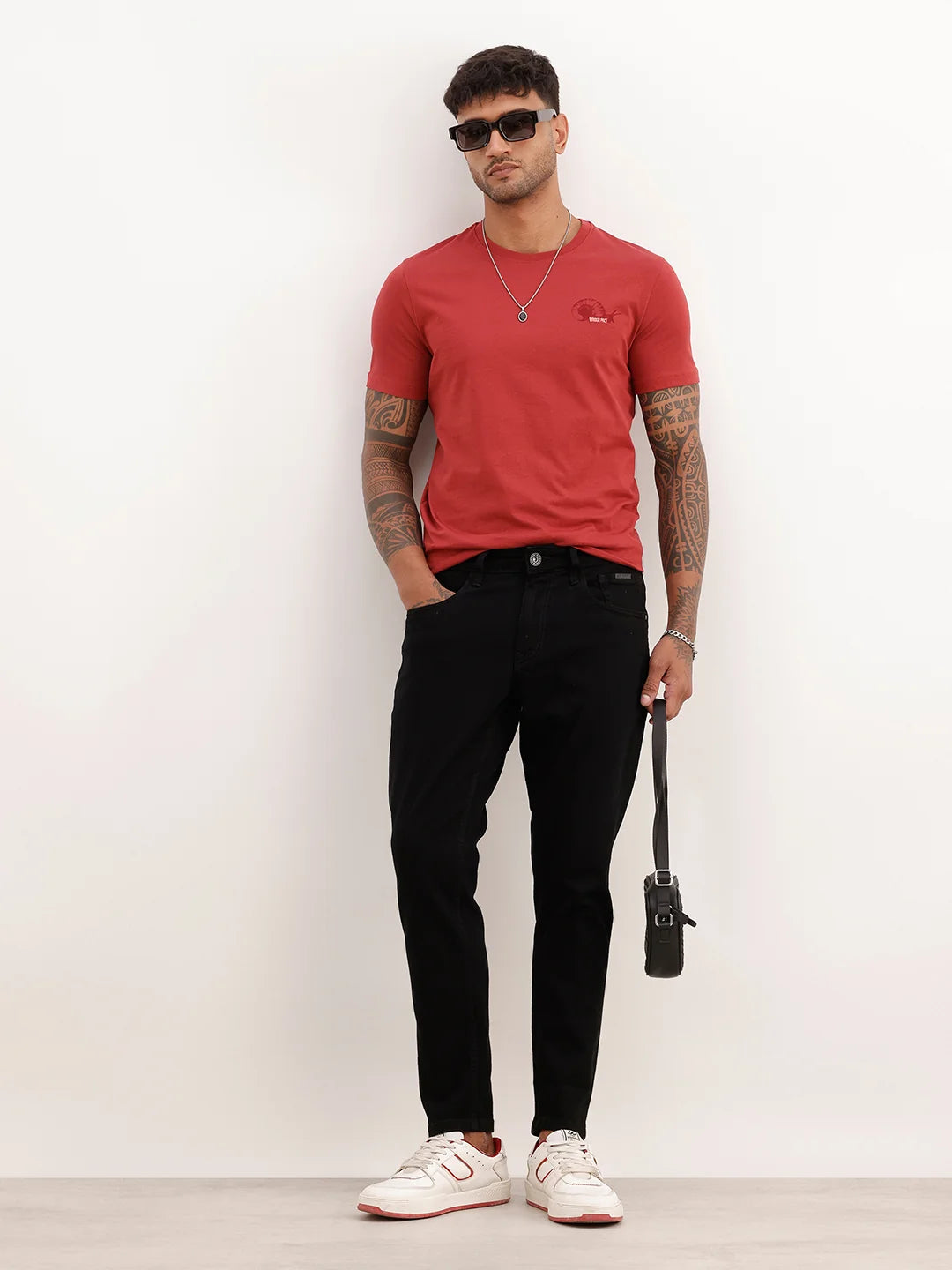 Solid Slim Crop Denim Jeans | Black