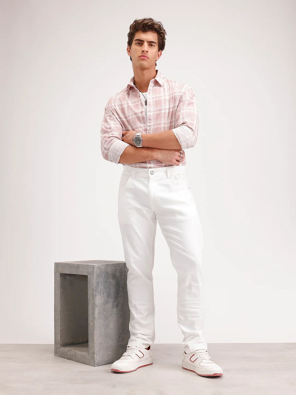 Solid Slim Fit Denim Jeans | White