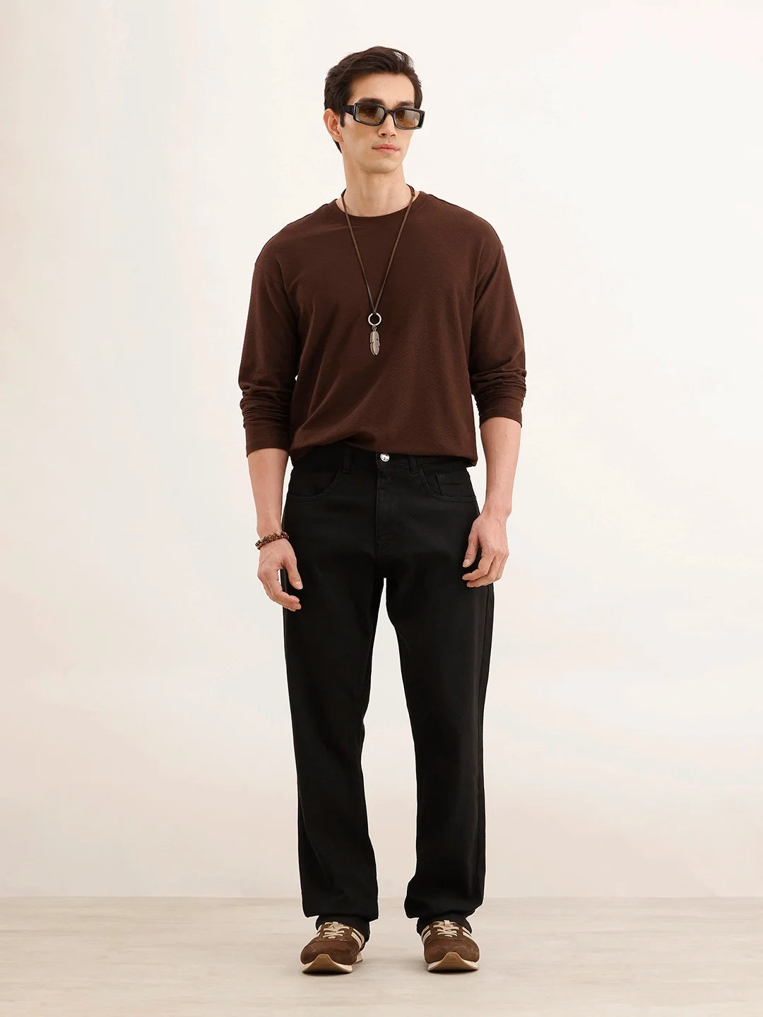 Relaxed Fit Solid Denim Jeans | Black