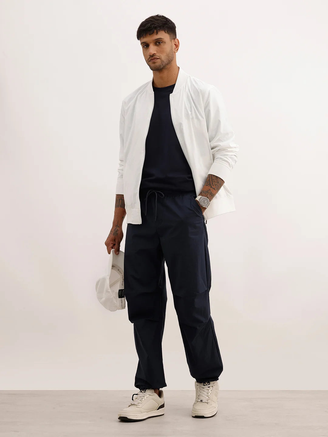 Classic Solid Loose Fit Trousers | Dark Blue