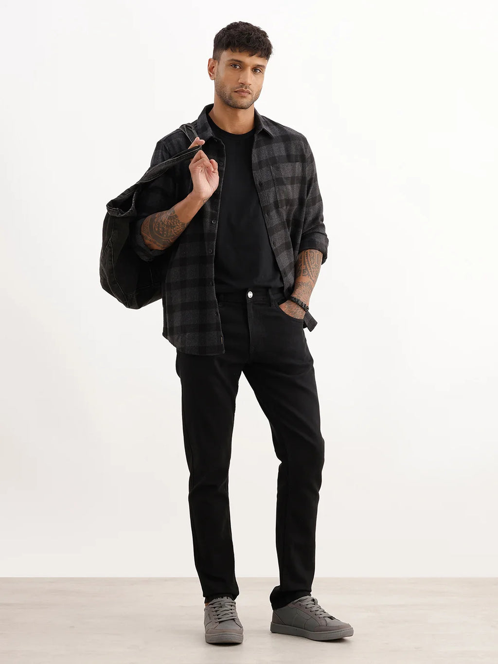 Solid Slim Fit Denim Jeans | Black