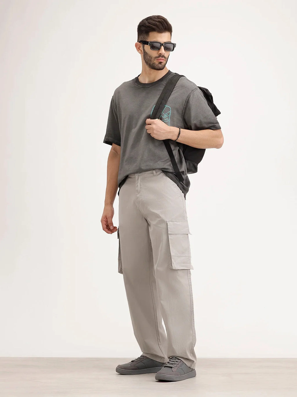 Loose Fit Cargo Trouser | Grey