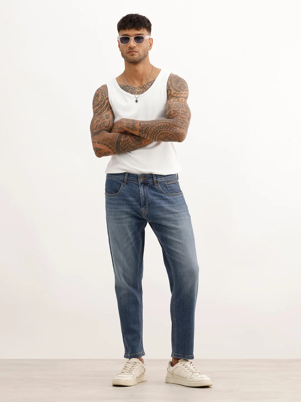 Faded Skinny Crop Denim Jeans | Light Blue