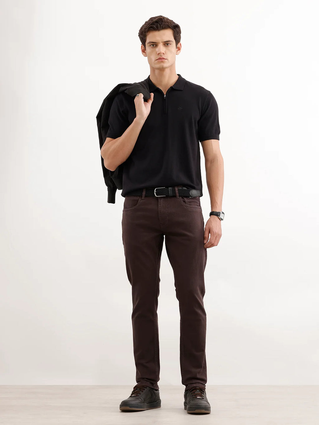 Solid Slim Fit Denim Jeans | Brown