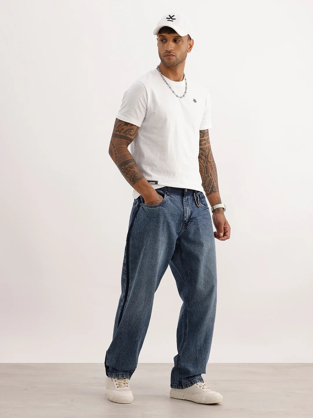 Washed Loose Fit Denim Jeans | Dark Blue