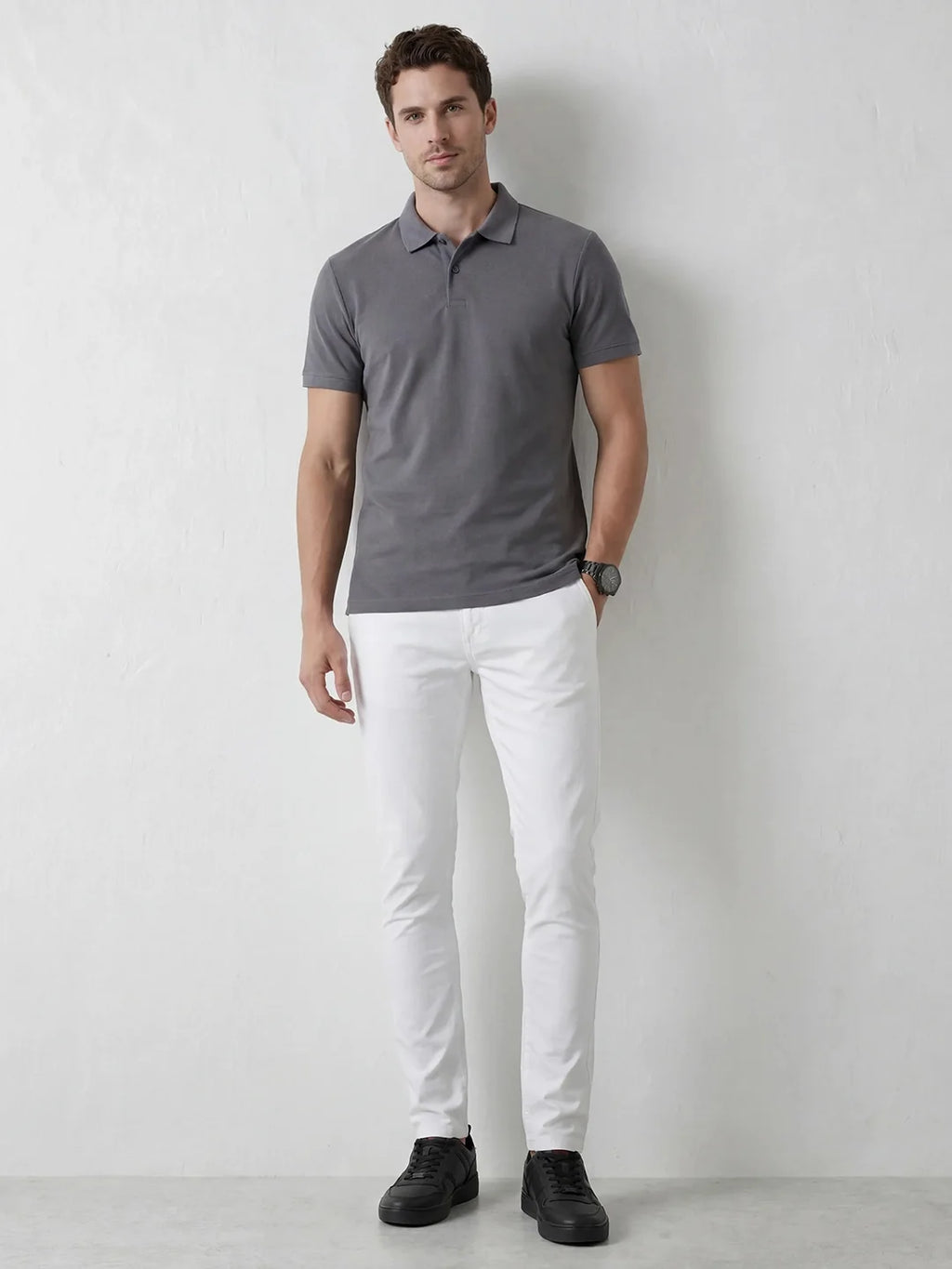 Solid Slim Fit Trouser | White