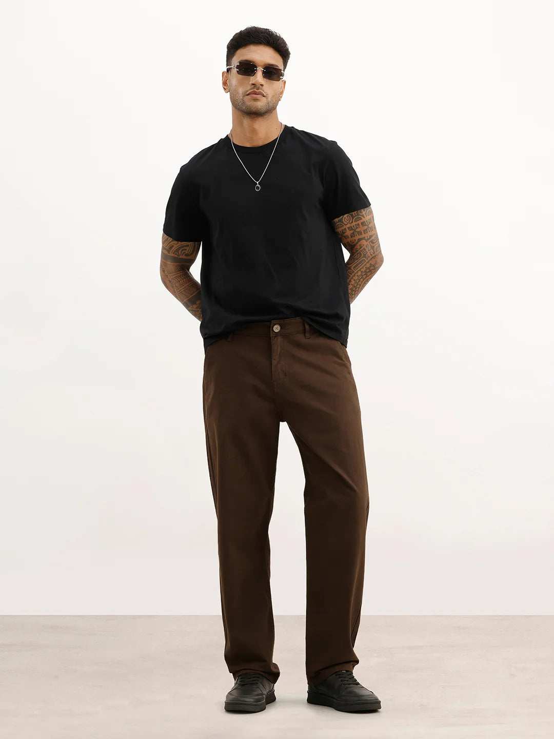 Solid Loose Fit Trouser | Brown