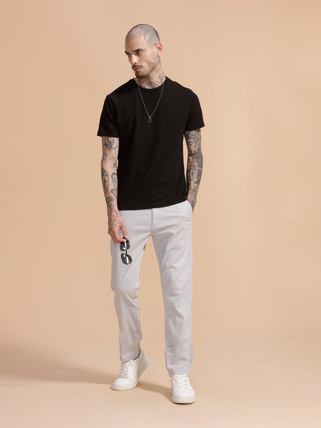 Cotton Blend Chino Trouser | Light Grey