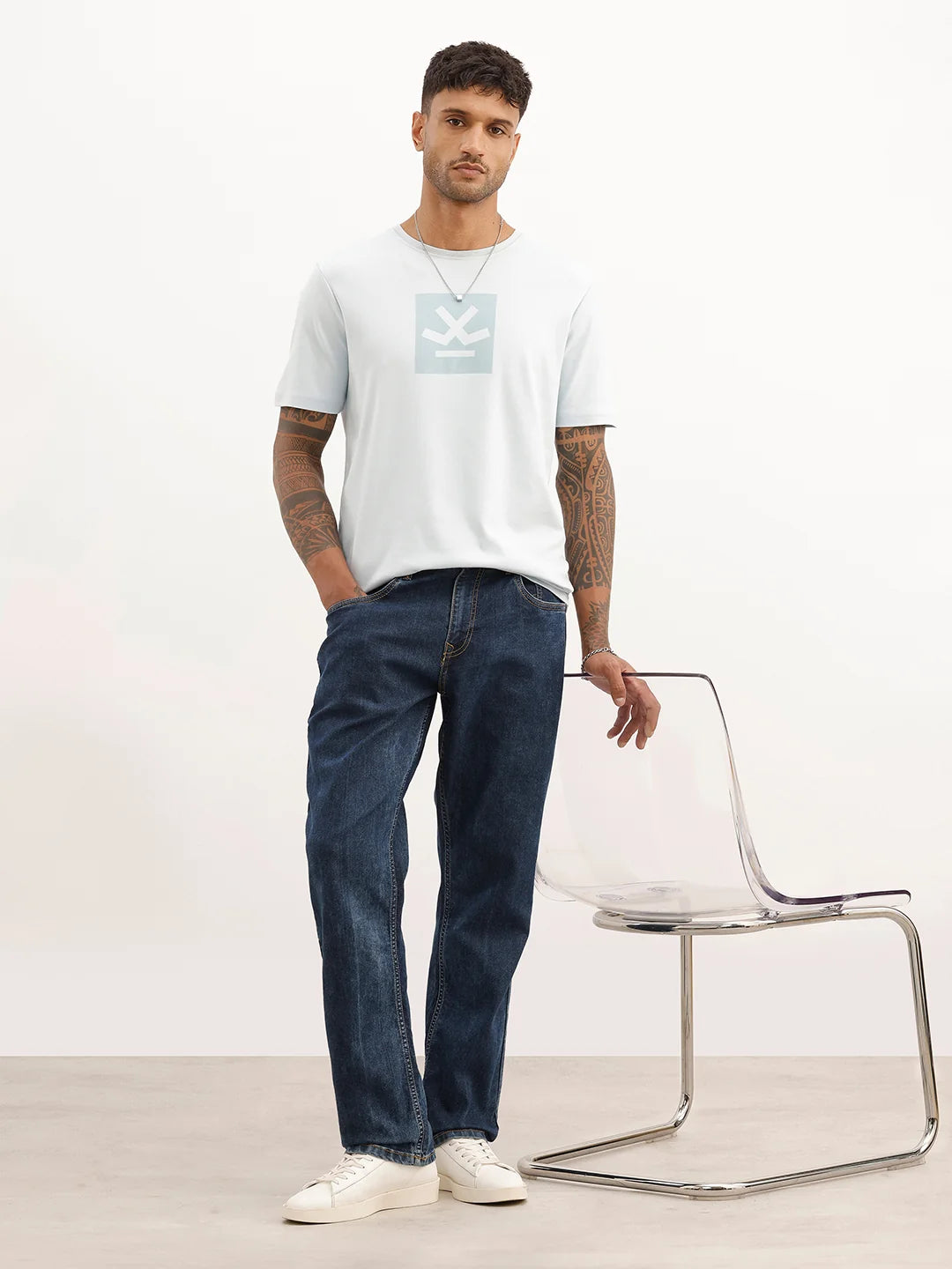 Washed Relaxed Fit Denim Jeans | Blue