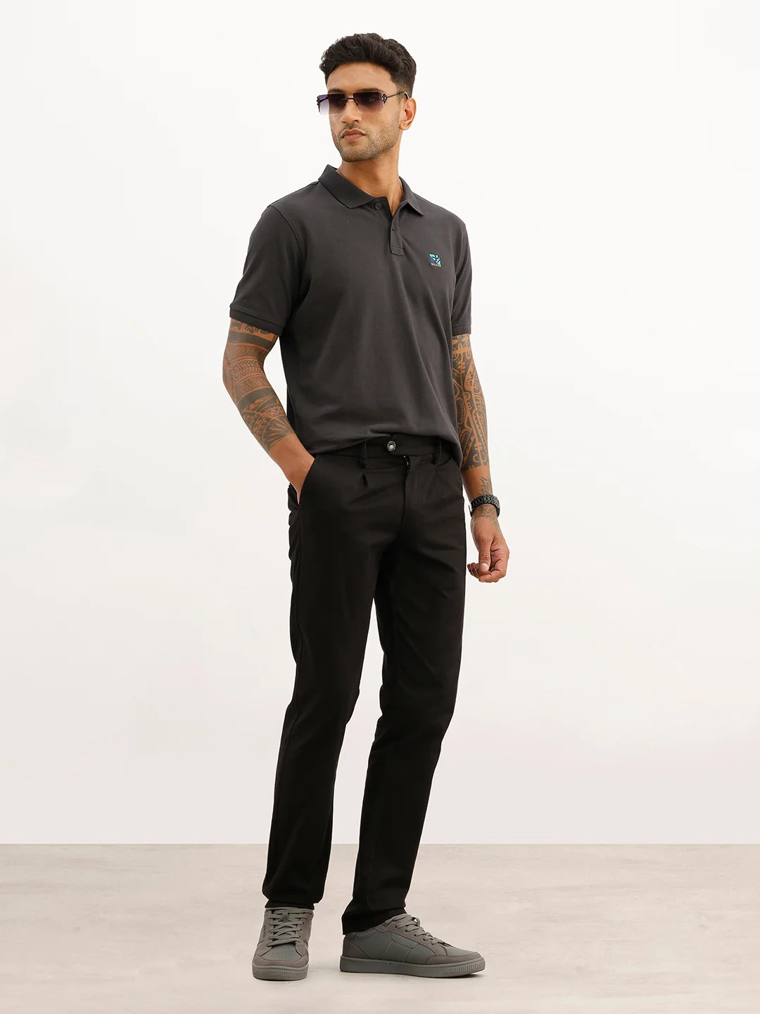 Solid Slim Fit Trouser | Black