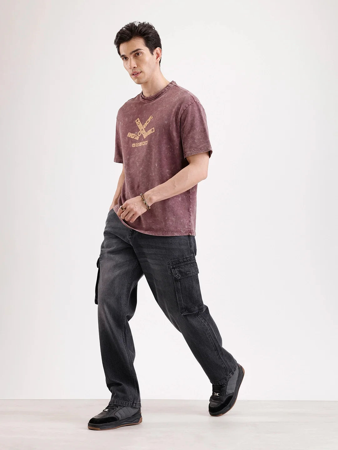Washed Loose Fit Cargo Denim | Grey