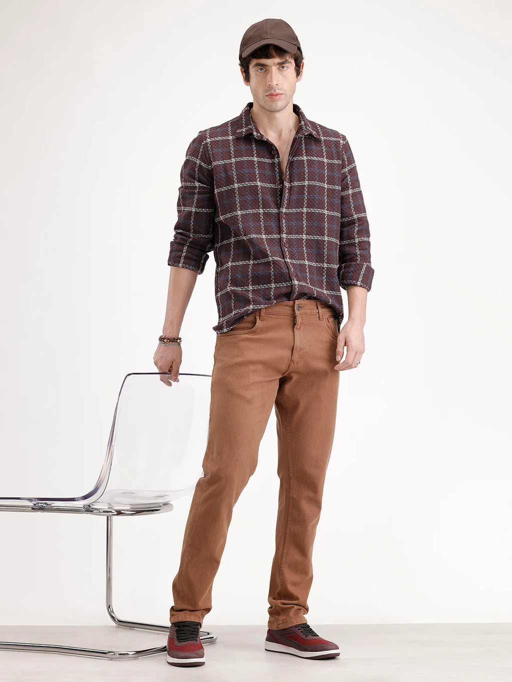 Solid Slim Fit Denim Jeans | Brown