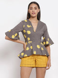Grey Mix Print Top | pt51 - view 1