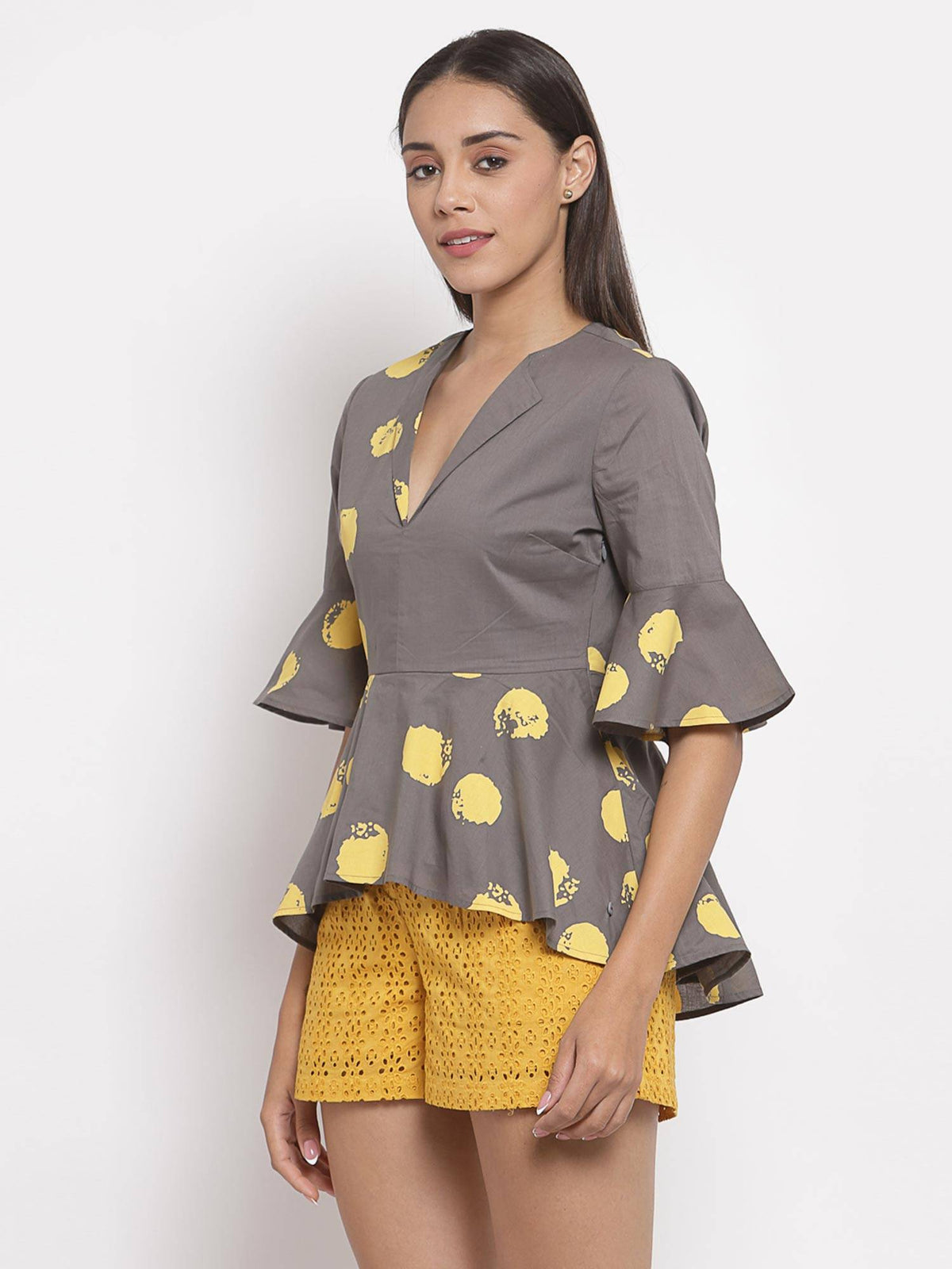 Grey Mix Print Top | pt51 - view 2