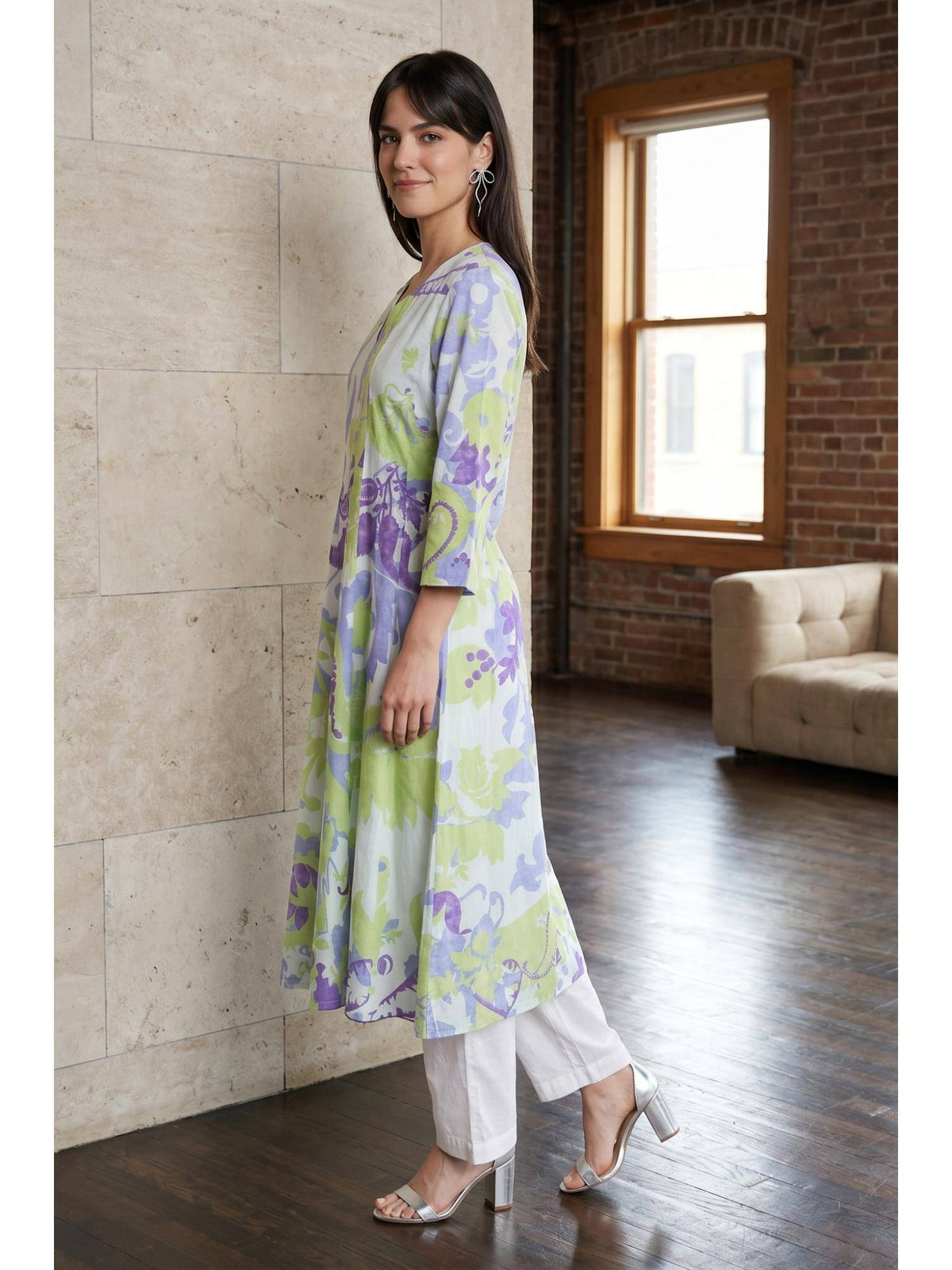 Off White Pure Cotton Kurta | U3S - view 4