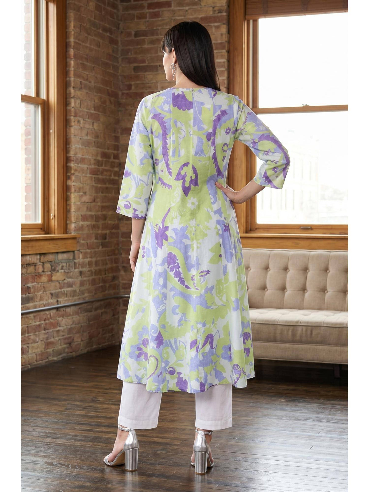 Yellow Pure Cotton Kurta | U3S - view 11