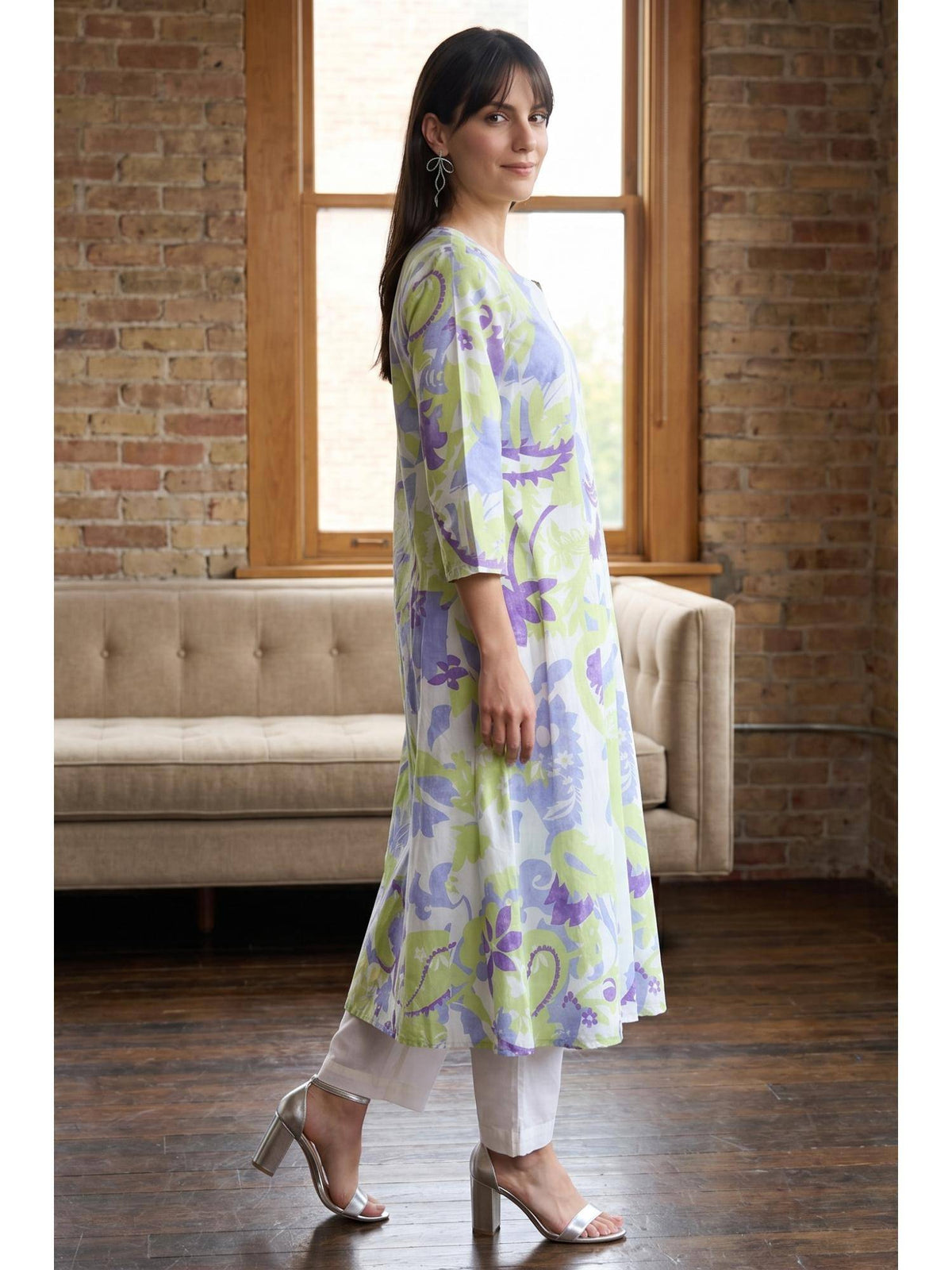Yellow Pure Cotton Kurta | U3S - view 12