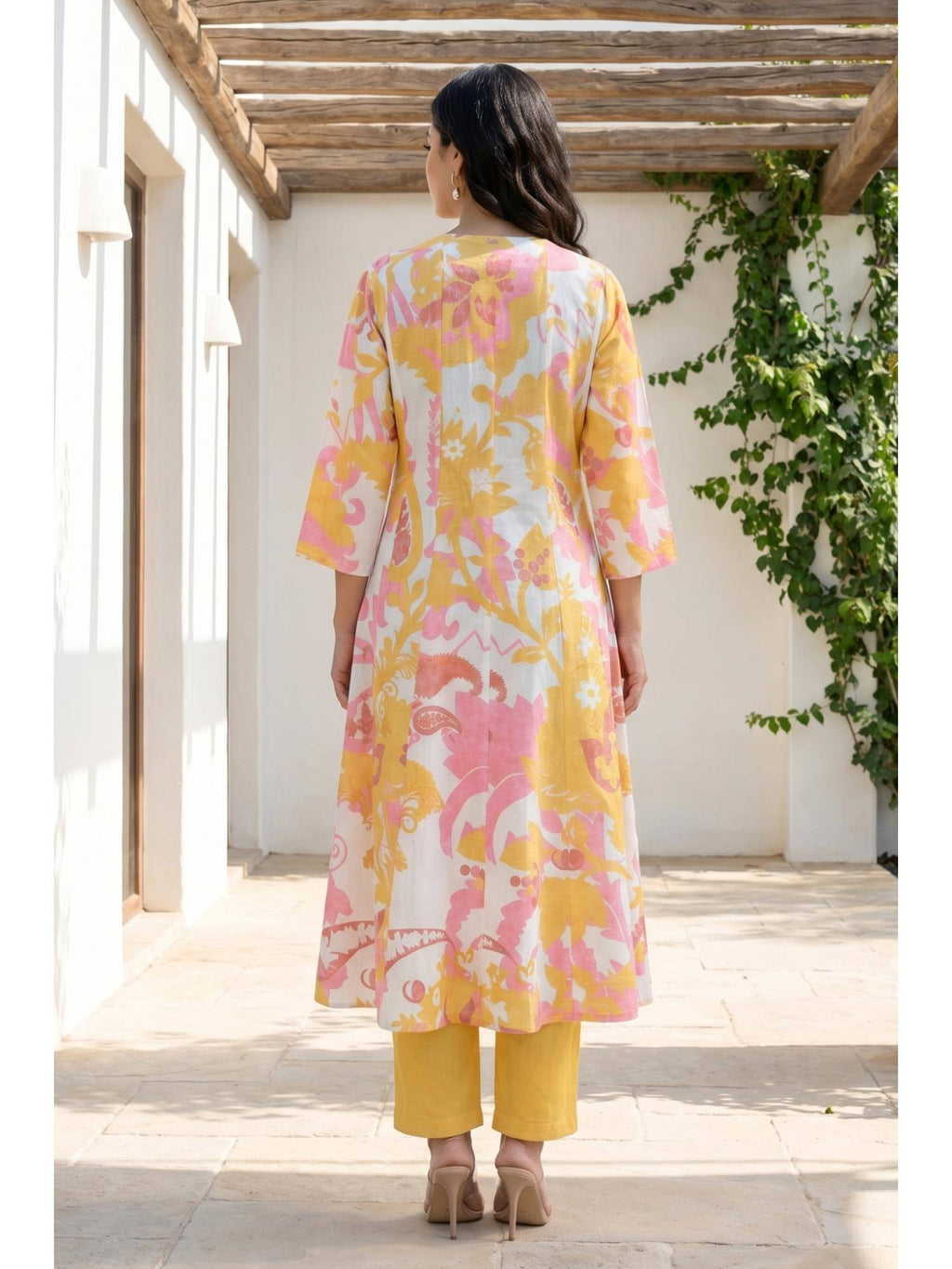 Yellow Pure Cotton Kurta | U3S - view 5