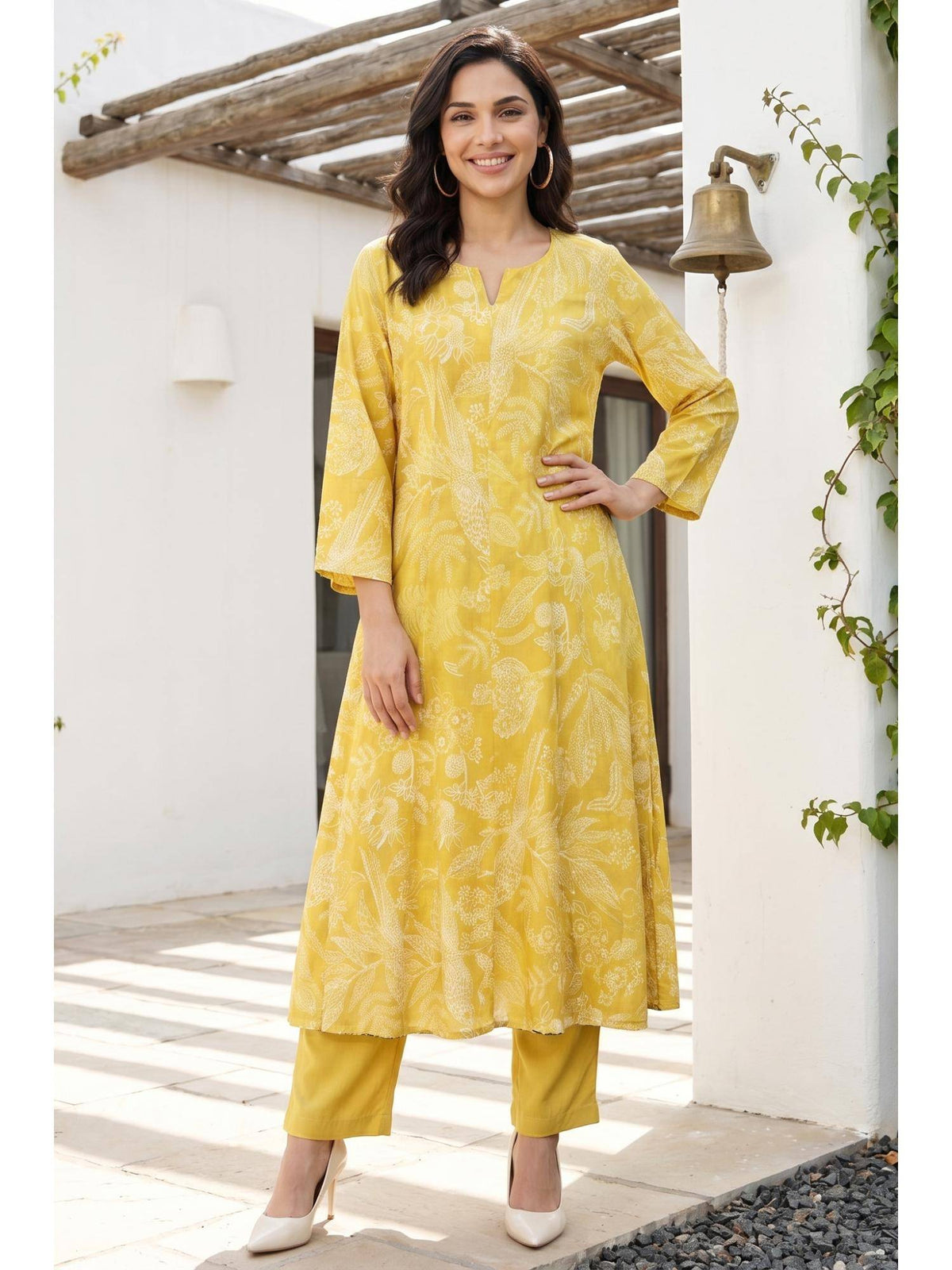 Mustard Rayon Kurta | KDG - view 1