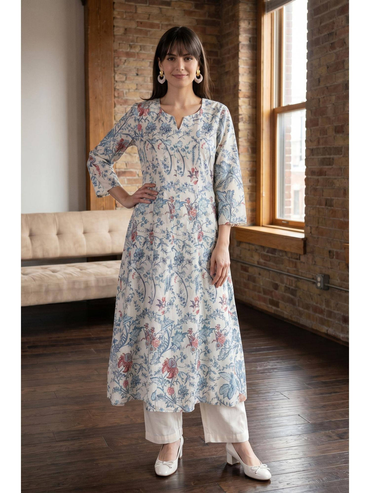 Off White Pure Cotton Kurta | KDG - view 1