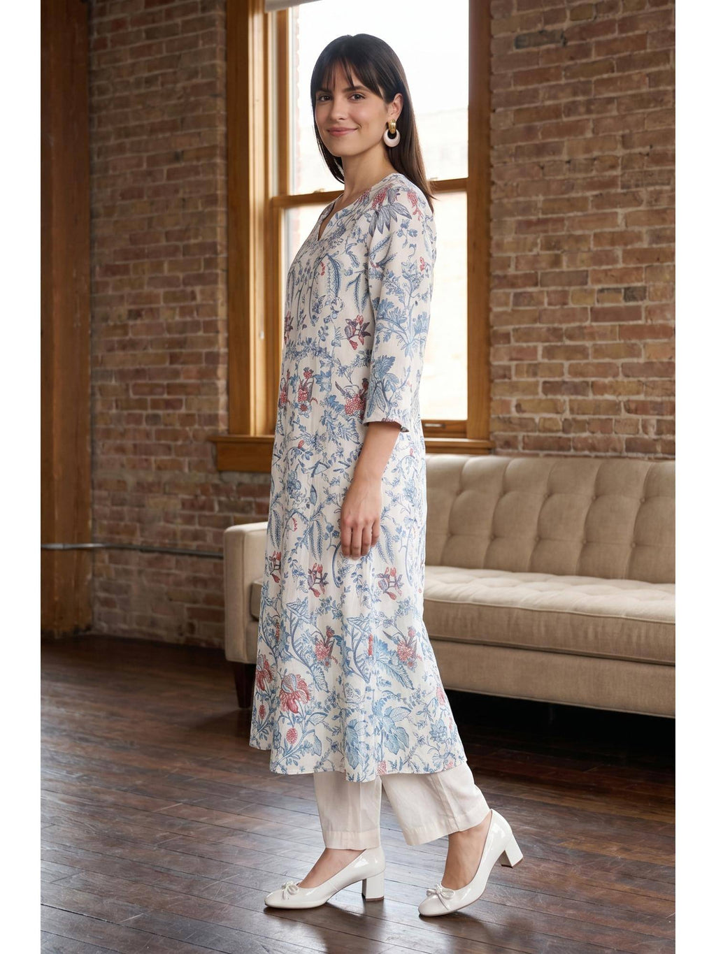 Off White Pure Cotton Kurta | KDG - view 4