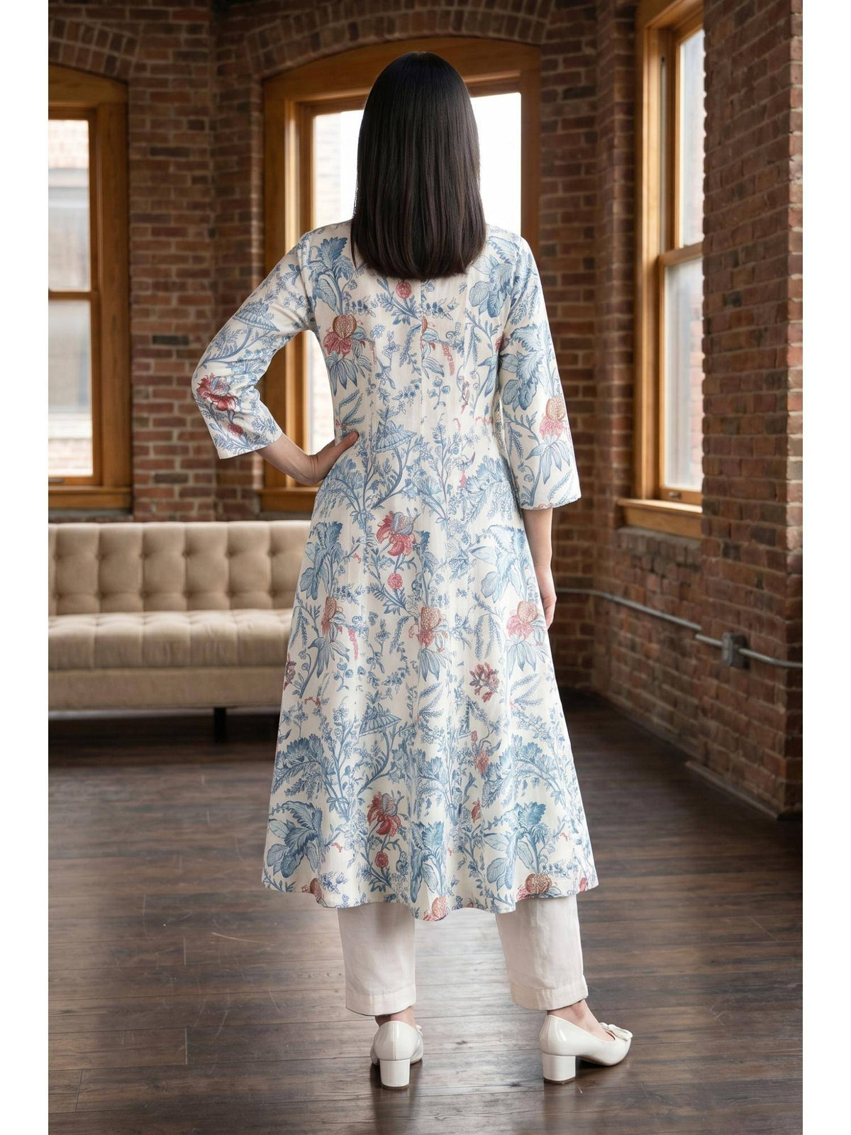 Off White Pure Cotton Kurta | KDG - view 5