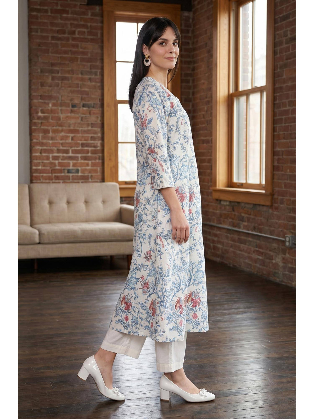 Off White Pure Cotton Kurta | KDG - view 6