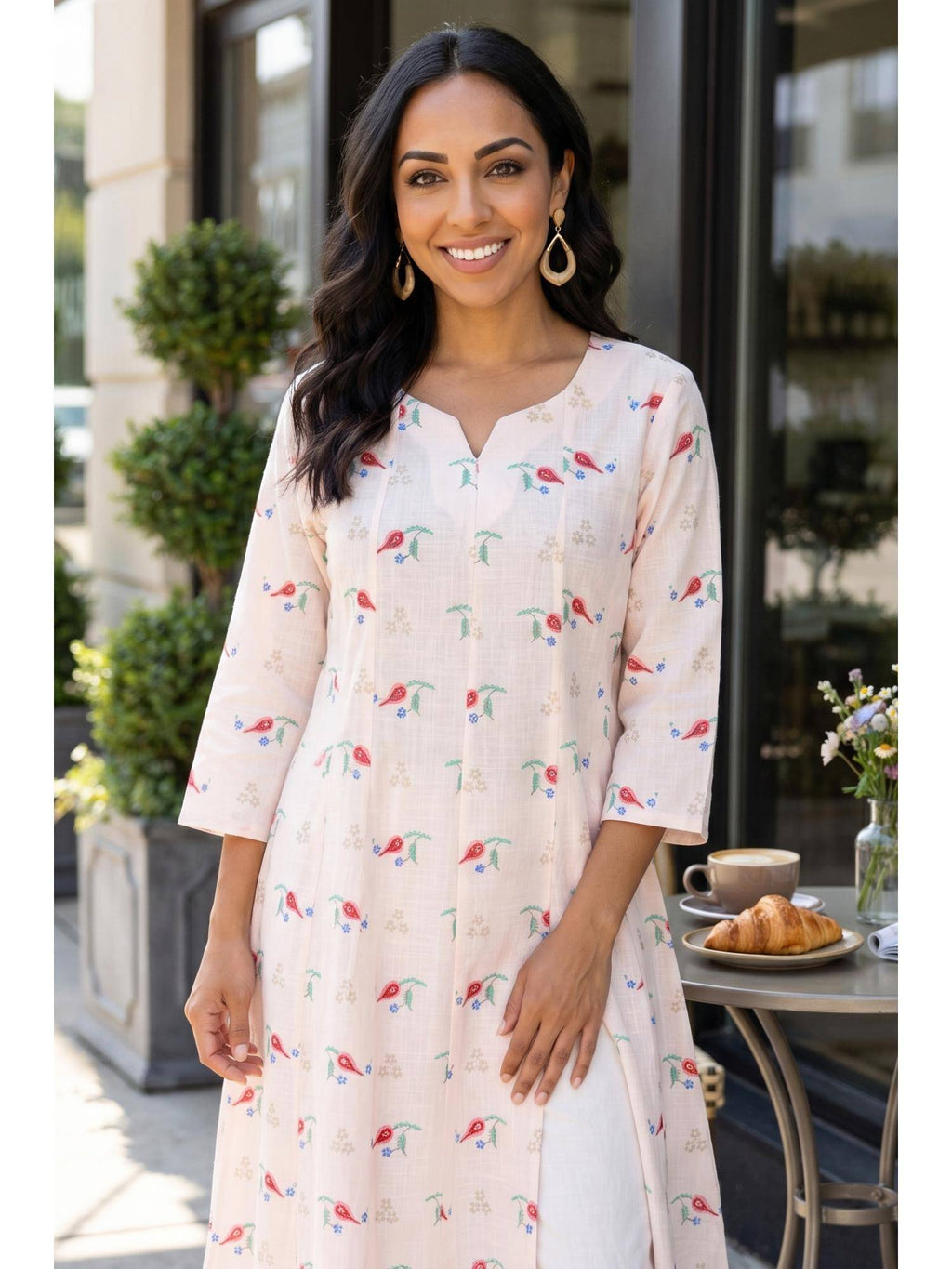 Cream Pure Cotton Kurta | FY93 - view 2