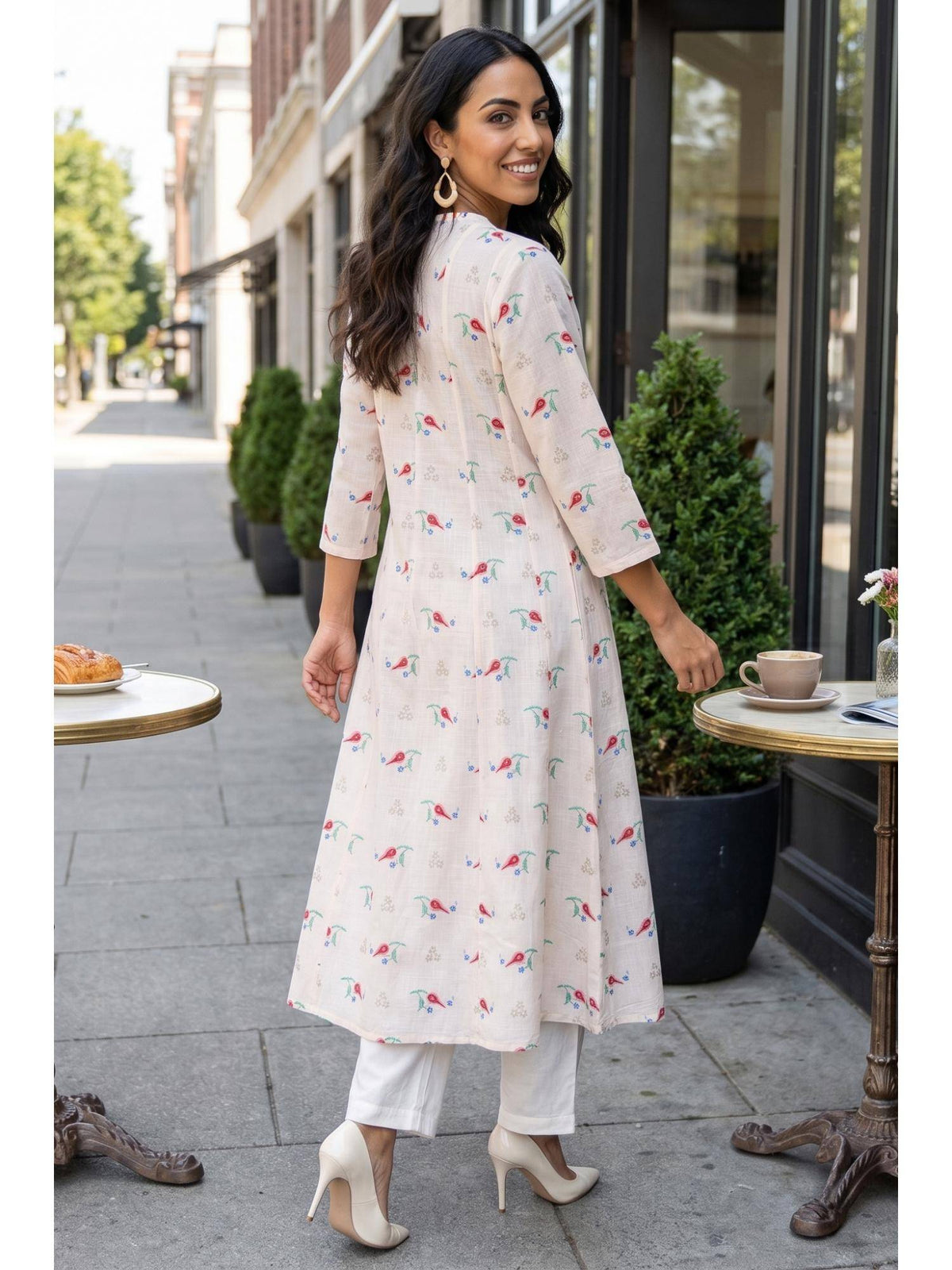 Cream Pure Cotton Kurta | KDG - view 4