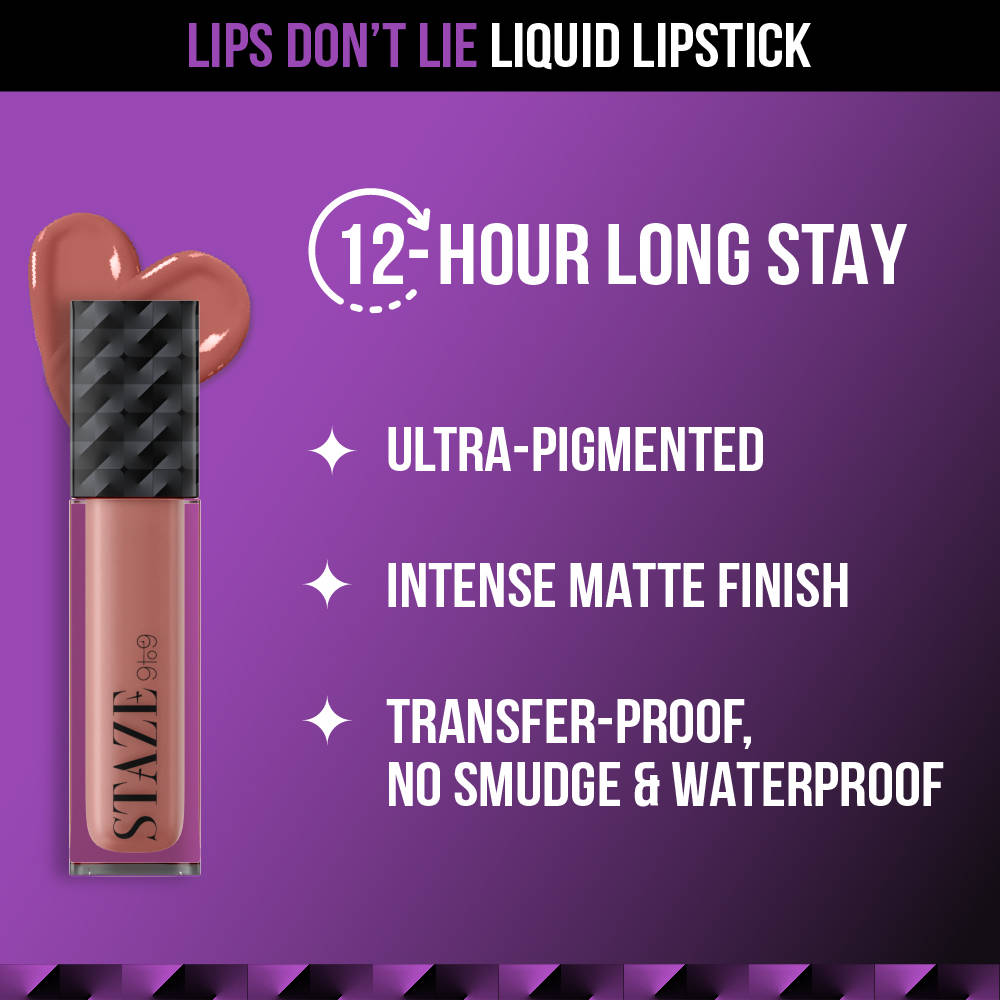 9to9 Lips Don't Lie Matte + Transferproof Liquid Lipstick | L12 - view 2