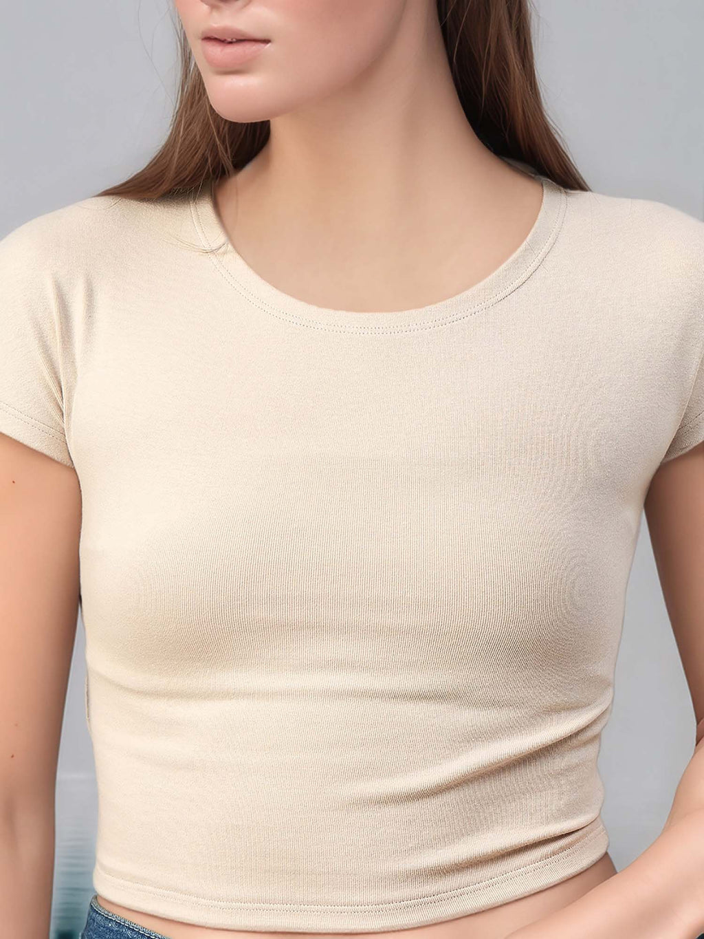Women Cotton Fitted Crop Top - White | CT61 - view 9